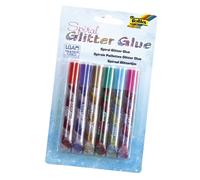 folia 575 Glitter Glue Spiral Basic Glue Sticks with Glitter, 6 Assorted Colours