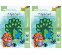 folia 600 - Pad of Coloured Paper, 130 g/m², DIN A4, 20 Sheets, Assorted in 10 Colours, Ideal Basis for a Wide Range of Crafts Such as Window Pictures, Scrapbooking, Card Making (Pack of 2)