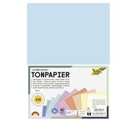 folia 6495 Coloured Paper Mix Pastel DIN A4 130 g/m² 100 Sheets Assorted in 10 Colours for Crafts and Creative Design of Cards, Window Pictures and for Scrapbooking