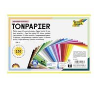 folia 6599 Coloured Paper Mix, DIN A5, 130 g/m², 100 Sheets Assorted in 25 Colours, for Crafts and Creative Design of Cards, Window Pictures and Scrapbooking