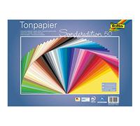 folia 6735/50 99 Coloured Paper Mix, Approx. 35 x 50 cm, 130 g/m Sheet, Assorted in 50 Colours, for Crafts and Creative Design of Cards, Window Pictures and Scrapbooking
