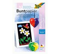 folia 750 Folder with Assorted Coloured Paper, Gummed, 10 Sheets, 80 g/m², Approx. 18.5 x 29.7 cm, Ideal for a Wide Range of Crafts