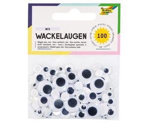 Folia 7509 - Wiggle Eyes Set, 100 Pcs, Assorted in 6 Sizes 7509 - 6 Größen Mix
