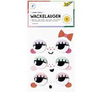 folia 7512 - Wiggly Lashes Size L, 6 x Diameter 3 cm, Googly Eyes with Eyelashes in Purple, Green and Pink, Plastic, Self-Adhesive, Decorating, Pack of 6