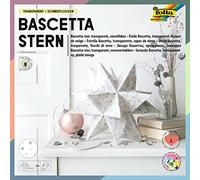 folia Craft Set Bascetta, Made of Transparent White/Silver Snowflakes, 20 x 20 cm, 32 Sheets, Finished Size of The Paper Star Approx. 30 cm, with Detailed Instructions-Ideal for Timeless Decoration