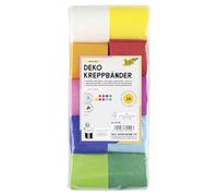 folia 82109 - Crepe Tapes, Crepe Paper Tape, 10 Rolls in Different Colours, Each Roll Approx. 5 x 10 cm, Very Elastic and Thin Paper, with an Uneven and Rough Surface, Party Decoration