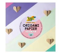 folia 89920 Premium Folding Sheets 70 g/m², Pastel, 20 x 20 cm, 100 Sheets in 10 Different Colours, for Crafts, Decorating and Decorating