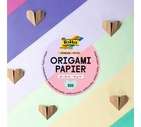 folia 89965 Premium Folding Sheets 70 g/m², Pastel, 15 x 15 cm, 500 Sheets in 10 Different Colours, for Crafts, Decorating and Decorating