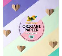 folia 89970 Premium Folding Sheets 70 g/m², Pastel, 20 x 20 cm, 500 Sheets in 10 Different Colours, for Crafts, Decorating and Decorating