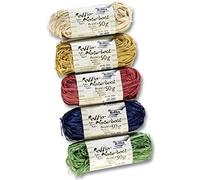 folia 901009 - Raffia Natural Raffia, 5 Bundles Each 50 g, Assorted Colours, Ideal for Crafts or for Arrangements, Bouquets and Other Floristry Work