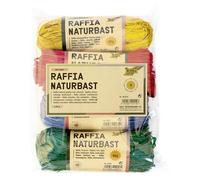 folia 901014 - Raffia Natural Raffia, 4 Bundles Each 50 g, Assorted Colours, Ideal for Crafts or for Arrangements, Bouquets and Other Floristry Work