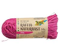 folia Raffia Pink, 1 Bundle of 50 g, Natural Straw Blend Cord, Ideal, Decoration or for Arrangements, Bouquets and Other Floristry Crafts