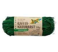 folia 9058 Raffia Natural Raffia Fir Green 1 Bundle of 50 g Natural Straw Blend Twine Ideal for Crafts, Decoration or for Arrangements, Bouquets and Other Florist Work