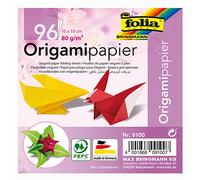 folia 9100 Origami Folding Sheets 10 x 10 cm, 80 g/m², 96 Sheets, Assorted in 12, Ideal for Paper Folding and Other Creative Crafts