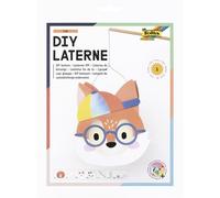 Folia 95303 - DIY Lantern Fox, Approx. 26 x 22.5 x 6 cm - Lampion Craft Set can be Shaped Like a Fox with Hood, incl. LED Light, 2 Batteries and self-Adhesive Plate