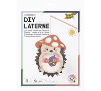 Folia 95304 - DIY Lantern Hedgehog, Approx. 24.5 x 22.5 x 6 cm - Lampion Craft Set Can Be Shaped Like a Hedgehog with Mushroom Hat, Includes LED Light and 2 Batteries