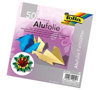 folia 9955 Aluminium Foil Folding Sheets 15 x 15 cm 100 g/m² 50 Sheets Assorted Colours Ideal for Paper Folding and Other Creative Crafts