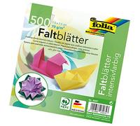 folia Bringmann Folding Sheets 70 g/m² - 500 sheets in 10 Assorted Colours, 7,5 x 7,5 cm