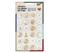 folia Buttons, Mother of Pearl, Pack of 24, Metal, for Customising Advent Calendar, White/Gold, One Size
