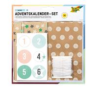 folia Nature 9396 Advent Calendar Set with 24 Food-Safe Paper Bags Each 10 x 17.5 x 5.5 cm in Size, 7 m Cord and Number Stickers
