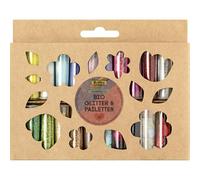folia Rainbow L 5781 Organic Glitter & Sequins Set, 20 Tubes, Organic Glitter and Sequins in Various Shapes and Colours, for Decorating and Decorating
