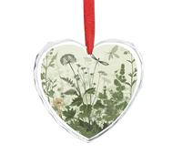 Foliage And Herbs with Dragonflies Winged Clear Crystal Glass Heart Pendant Charm Romantic Crystal Love Pendant Hanging Decoration for DIY Craft Gift for Home Window Car Wedding Party Decor Love Shape