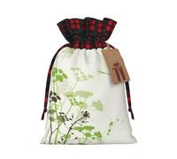 Foliage And Herbs With Dragonflies Winged Print Reusable Gift Drawstring Decor Bag Holiday Party Favor Pouches Wedding Seasonal