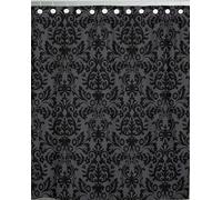Foliage Black Damask Vintage Floral Shower Curtain Pattern Baroque Dark Scroll Bathroom Curtains Waterproof Washable Cloth Decor Polyester Fabric 60x72 Inch