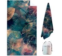 Foliage Microfibre Beach Towels for Adults Extra Large, 200 x 100cm Green Quick Dry Beach Towel with Storage Bag Lightweight Swimming Towel, Sand Free Sun Lounger Towels for Travel, Holiday, Yoga 7M-K