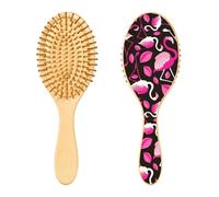 Foliage Peach Flamingos Wooden Hair Brush Paddle Hair Brushes for Women Wooden Hair Brushes for Women Wooden Message Brush
