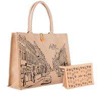 FOLIATE Reusable Juco Beach Tote Bag for Women - Waterproof Woven Cute Jute Gift Bag for Her Travel, Shopping, Everyday Use, Jute Natural, One Size