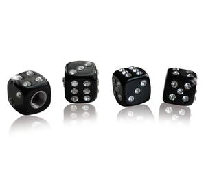 Foliatec AIRCAPS Crystal Cube Black Valve Caps for All Valve Types No Corrosion with Crystal Stones for 4 Wheels