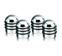 FOLIATEC AIRCAPS ValveCaps, chrome, 3 black rubber rings 4 pieces