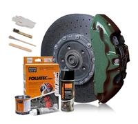Foliatec Brake Caliper Paint Set, Heat Resistant, Complete Set for 4 Brake Calipers, Green Light Metallic, 7-Piece Set