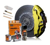Foliatec Brake Caliper Paint Set, Heat Resistant, Complete Set for 4 Brake Calipers, Hyper Gold Metallic, 7-Piece Set