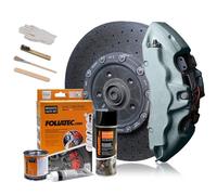 Foliatec Brake Caliper Paint Set, Heat Resistant, Complete Set for 4 Brake Calipers, Marina Bay Silver Metallic, 7 Piece Set