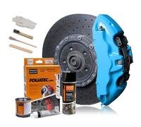 Foliatec Brake Caliper Paint Set, Heat Resistant, Complete Set for 4 Brake Calipers, Sky Blue, 7 Piece Set