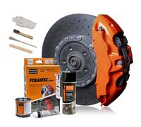 Foliatec Brake Calliper Paint Set, Heat Resistant, Complete Set for 4 Brake Calipers, Cosmic Orange Metallic, 7-Piece Set