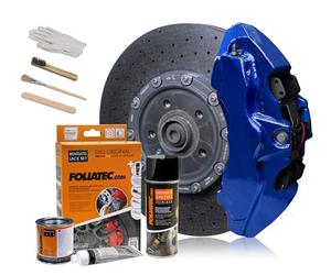 Foliatec Brake Calliper Paint Set, Heat Resistant, Complete Set for 4 Brake Calipers, Performance Blue Metallic, 7-Piece Set