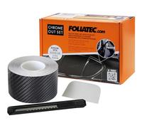 Foliatec Chrome Out Set Car Trim Film Decorative Strips for Foiling Car Chrome Strips, Glossy Carbon 15 m x 5 cm