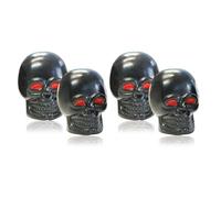 FOLIATEC FT32703 Universal Fit Aircaps Valve Caps, Skull Evo, Black/ Red Eyes, Set of 4