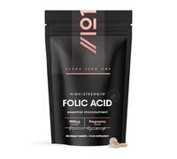 Folic Acid 1000mcg- Essential Pregnancy Support - 90 Vegan Tablets (3 Months Supply) - Resealable and Recyclable Pouch by Alpha01