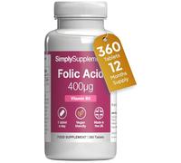 Folic Acid 400µg (Vitamin B9) | Supports Maternal Folate Status | Suitable for Vegans & Vegetarians | 360 Tablets = 12 Months' Supply | Pregnancy Care | Manufactured in The UK