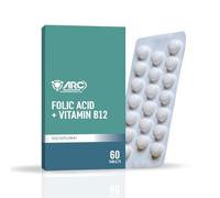 Folic Acid 800mcg with Vitamin B12 120 Tablets - High Strength Supplement, Women's Health, Pre Pregnancy Supplements, B12 for Women