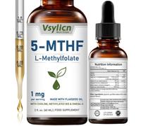 Folic Acid Supplement, L-Methylfolate 1000mcg, 60ml, 5-MTHF Active Folate with Methylcobalamin B12, Choline & Flaxseed Oil, High Absorption Methylated B9 Supplement for Methylation Support, Vegan