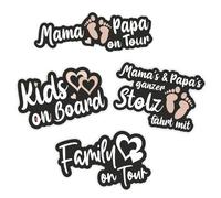 folien-zentrum - 4 x Car Sticker Set - Car Sticker Family Mama Papa on Tour Kids on Board Proud Parents - Sticker Sayings for Car - Car Sticker Children Family Gift - Made in Germany 6