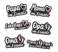 folien-zentrum - 6 x Car Sticker Set - Car Sticker Mum Dad Grandma Grandpa Enkeltaxi im Einsatz - Sticker Sayings for Car - Car Sticker Children Kids Grandparents Parents Gift - Made in Germany 5