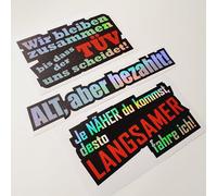 folien-zentrum - Set of 3 Sticker Car Set - TÜV/Alt bezahlt/Je Closer - Car Sticker Colour Changing Oilslick Black - OEM & JDM Tuning Car Sticker - Funny Sayings Sticker Car - Made in Germany 3