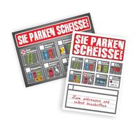 folien-zentrum - Sie parken Scheisse! - Pack of 100 Notes for Windscreen - 2 x Pad DIN A7 50 Sheets Each - Funny Ticket for False Parkers - Parking Violations Nodules for Drivers 1