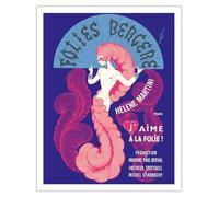 Folies Bergère - Paris France - Hélène Martini starring in I Am Madly in Love! - Vintage Cabaret Poster by Erté c.1974 - Fine Art Matte Paper Print (Unframed) 11x14in